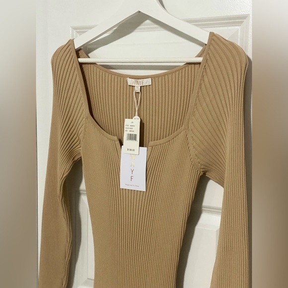 WAYF Rib-Knit Midi Dress with flattering cutout neckline. - Picture 4 of 5